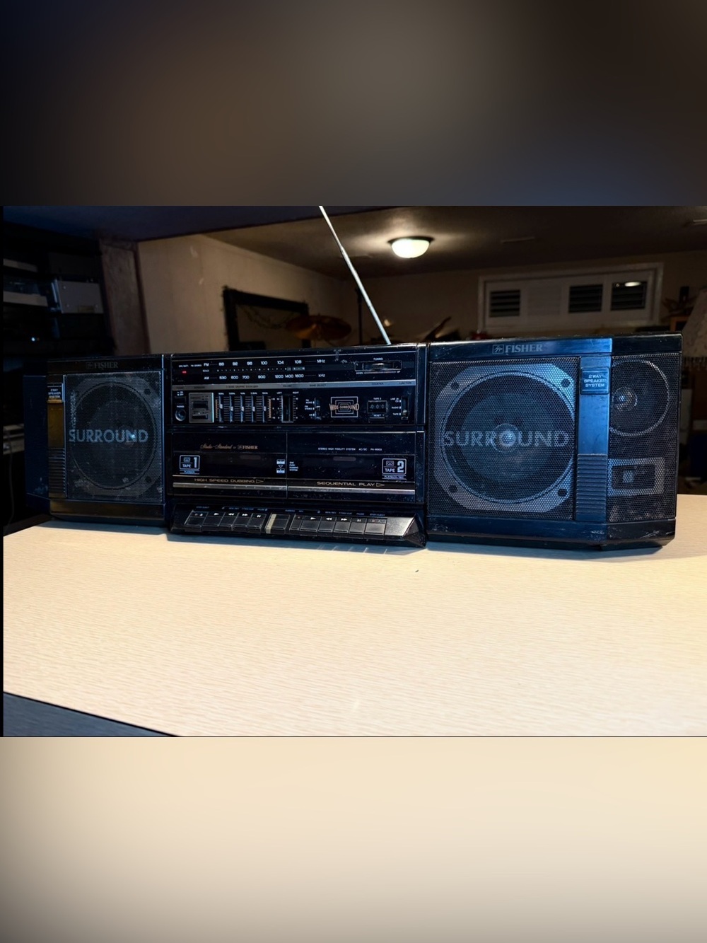 Vintage Fisher PH-W803 Double Cassette Dubbing Boombox Radio Works Great READ - Picture 3 of 6